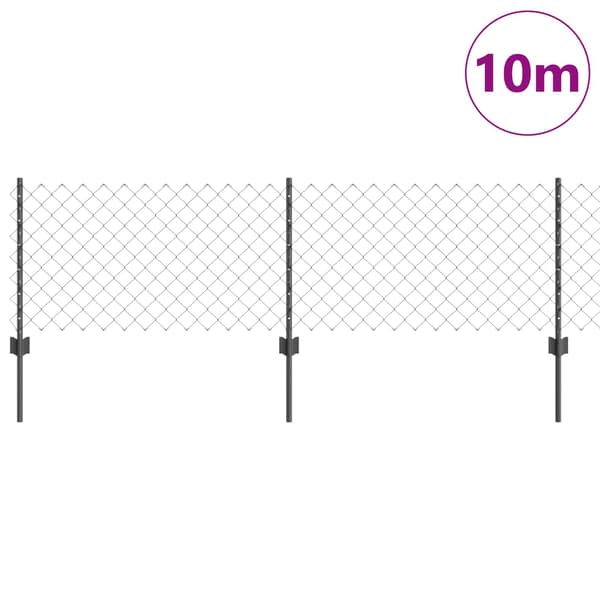 vidaXL Gjerde med innlegg. Grå 0.6 x 10 m Stål