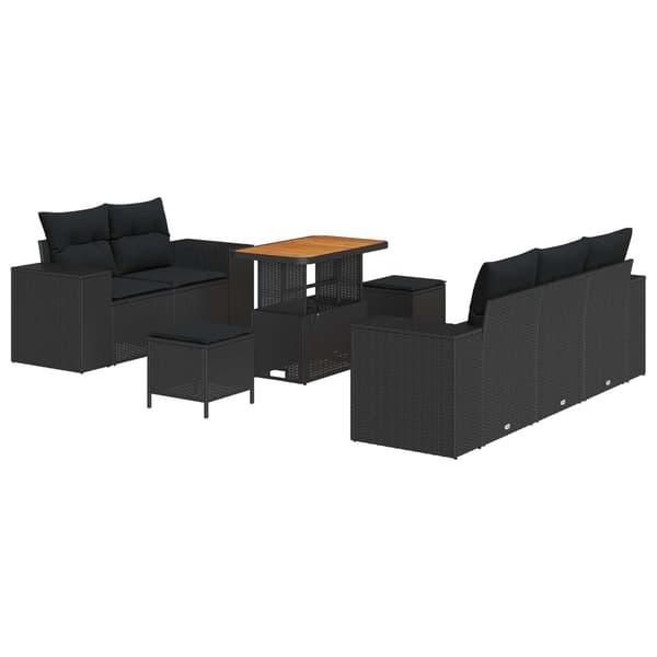 vidaXL Trädgårdsoffset 8 pcs Svart konstrotting