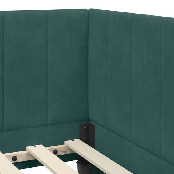 vidaXL Hörnssängstomme Mörkgrön 100 x 200 cm Sammet