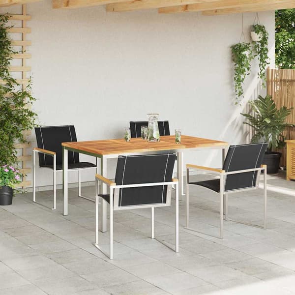 vidaXL Hage Spisegruppe 5 pcs Brun Solid akasietre
