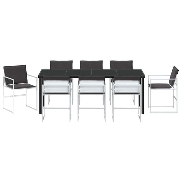 vidaXL Trädgårdsmöbelset 9 pcs Vit Pulverlackerat stål