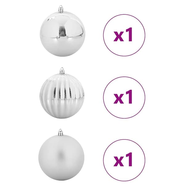 vidaXL Julgranspyntset XXL 3 delar silver Plast