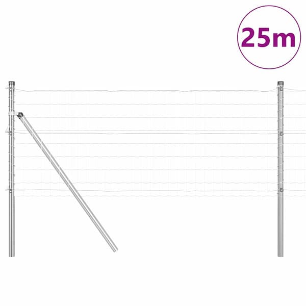 vidaXL Gjerde med stolpe sølv 1 x 25 m Stål og PVC