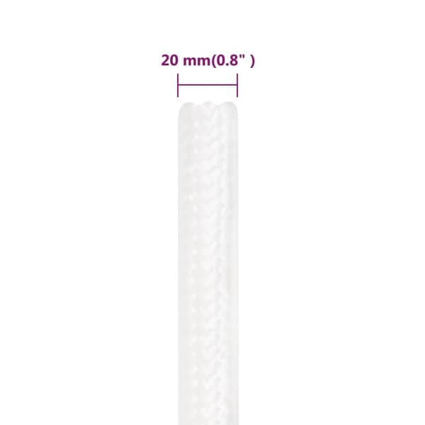 vidaXL Båtlina helvit 20 mm 50 m polypropylen