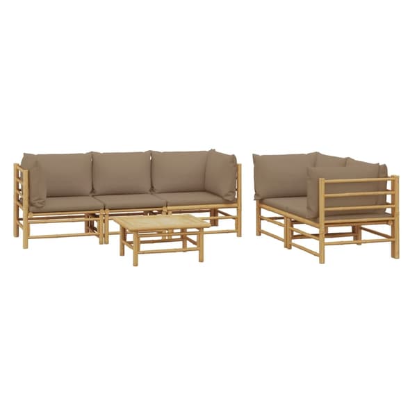 vidaXL Loungegrupp 6 delar taupe dynor bambu