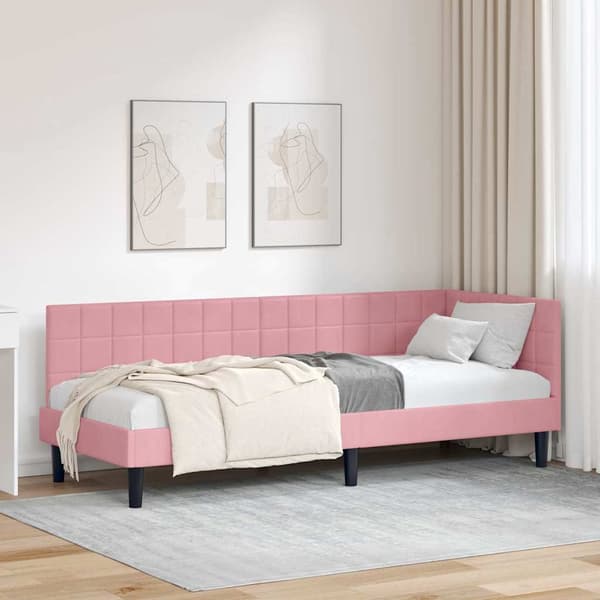 vidaXL Hörnssängram Rosa 80 x 200 cm Sammet