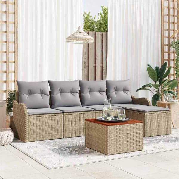 vidaXL Utesoffgrupp 6 delar Beige Polyrotting
