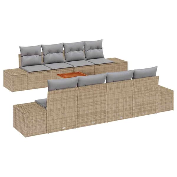 vidaXL Trädgårdsoffset 9 pcs Beige och Ljusgrå konstrotting