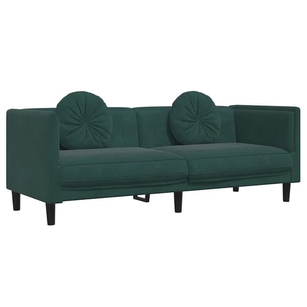 vidaXL Soffa med kuddar 3-sits mörkgrön sammet