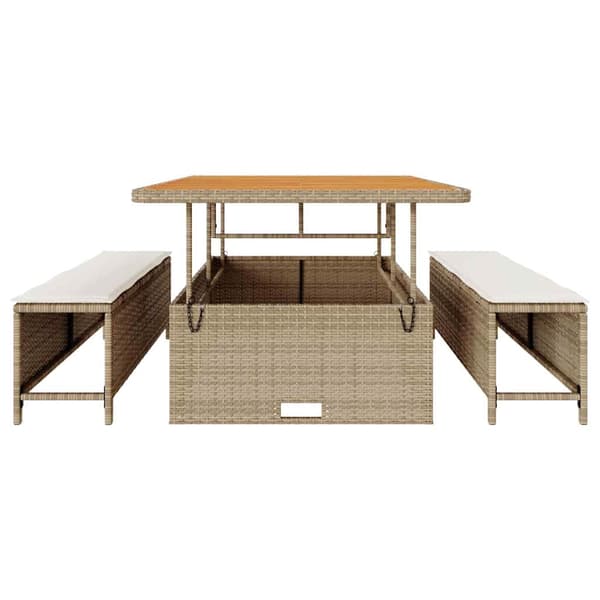 vidaXL Trädgårdsmöbelset Beige konstrotting