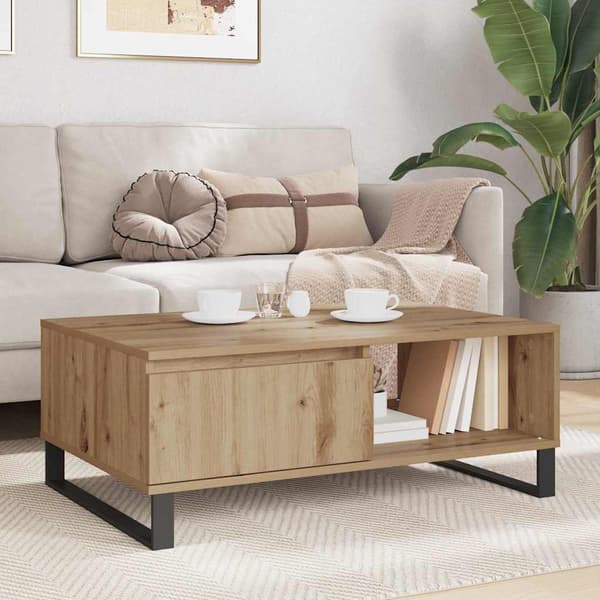 vidaXL Kaffebord Artisan Eik 90 x 60 x 35 cm Konstruert tre