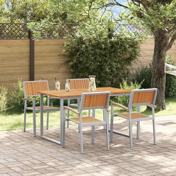 vidaXL Hage Spisegruppe 5 pcs Grå Solid akasietre
