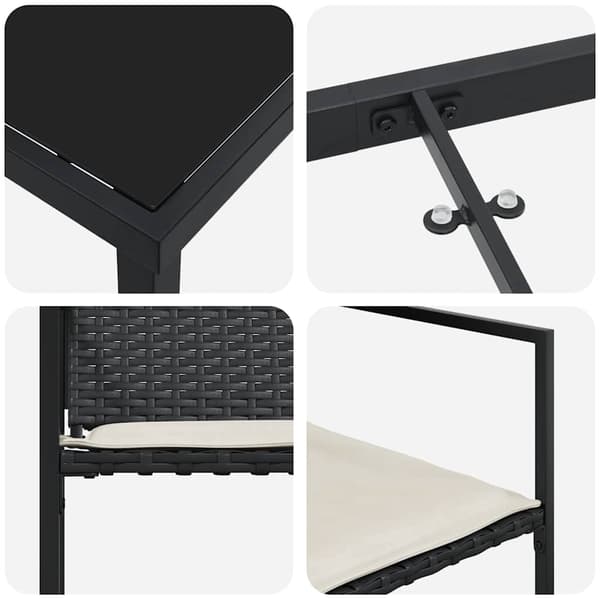vidaXL Trädgårdsmöbelset 9 pcs Svart Pulverlackerat stål
