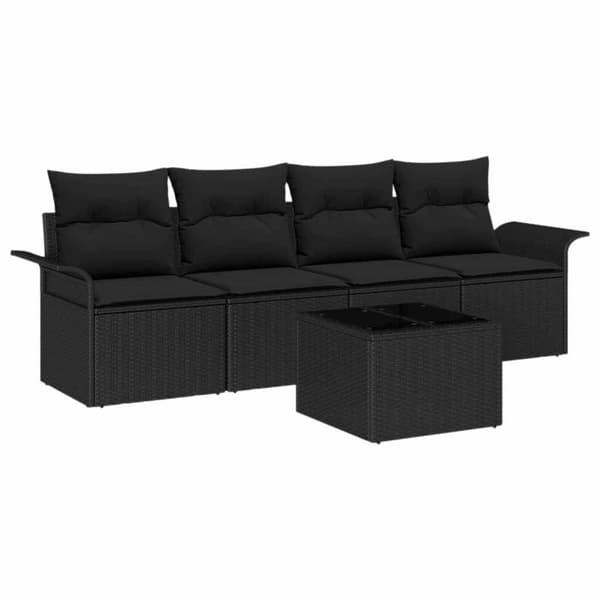 vidaXL Soffset med kudde 5 pcs Svart konstrotting