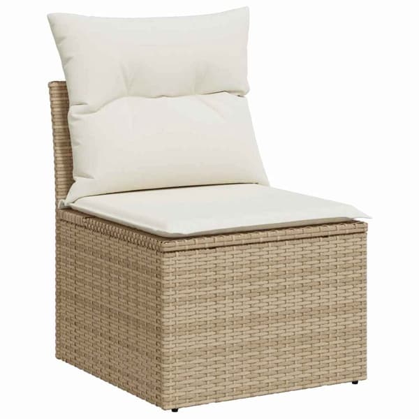 vidaXL Trädgårdsoffset 11 pcs Beige konstrotting