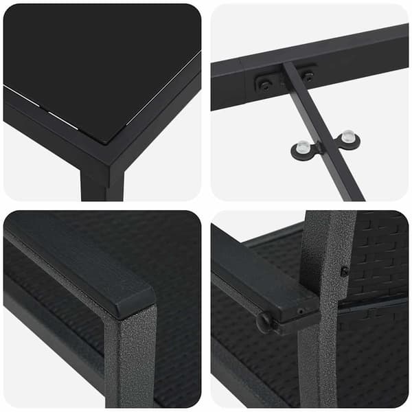 vidaXL Trädgårdsmöbelset 9 pcs Svart Pulverlackerat stål