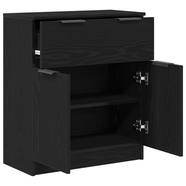 vidaXL Sideboard Svart Ek Konstruerat Trä Medium Förvaring