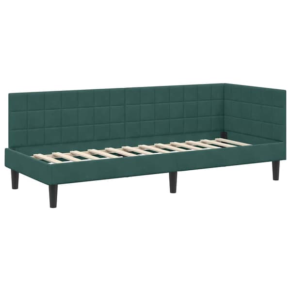 vidaXL Hörnssängram Mörkgrön 80 x 200 cm Sammet
