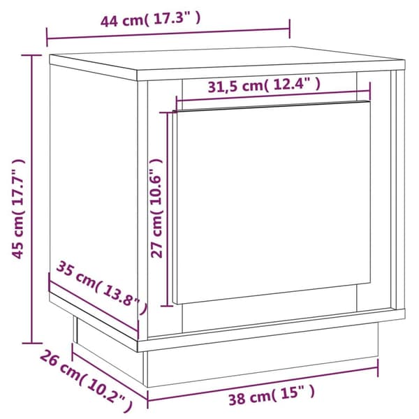vidaXL Nattbord brun eik 44x35x45 cm konstruert tre