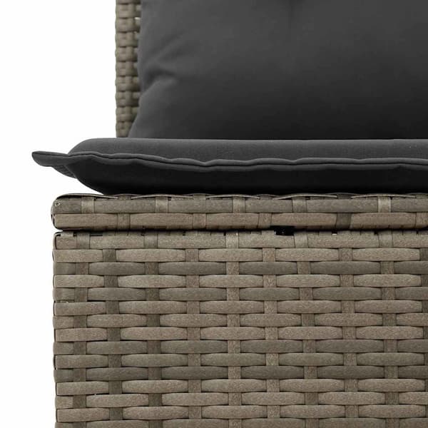 vidaXL Trädgårdsoffset med kudde med lagring 8 pcs Grå Poly rattan