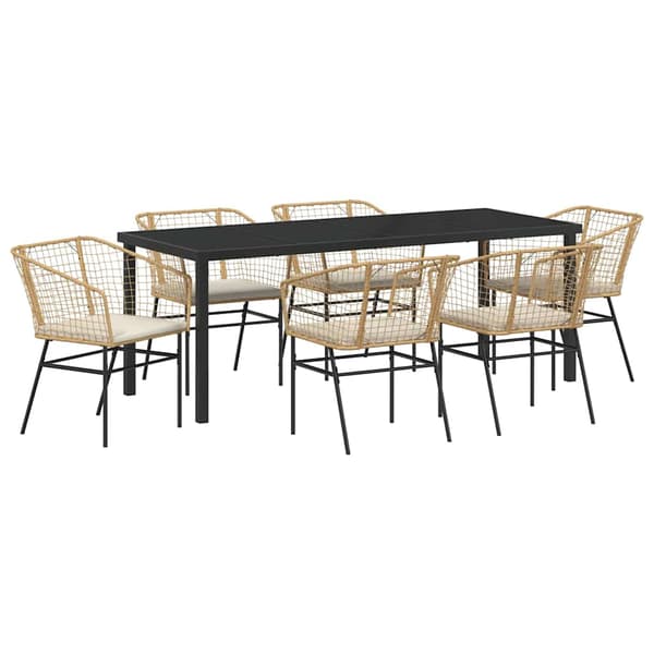 vidaXL Trädgårdsmöbelset 7 pcs Brun konstrotting