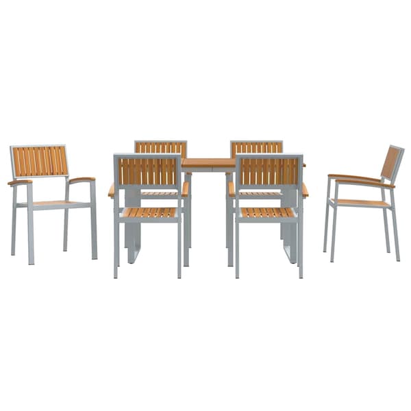 vidaXL Hage Spisegruppe 7 pcs Grå Solid akasietre