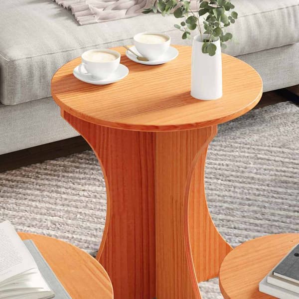 vidaXL Kaffebord 3 pcs Vokset Brun