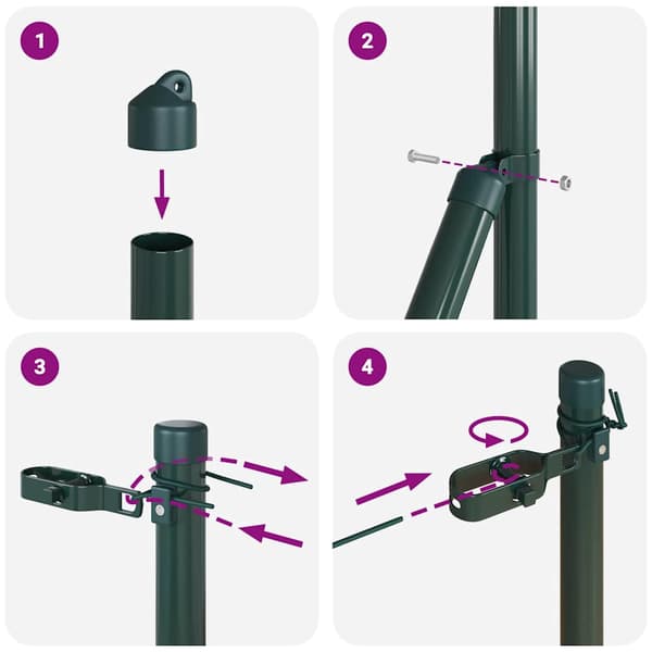 vidaXL Stängselstolpe 7 pcs Grön Stål