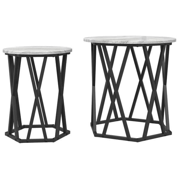 vidaXL Grå sonoma Metallram, träyta Medium Kaffe Bord Rund Modern