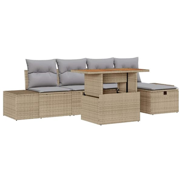 vidaXL Trädgårdsoffset 6 pcs Beige konstrotting
