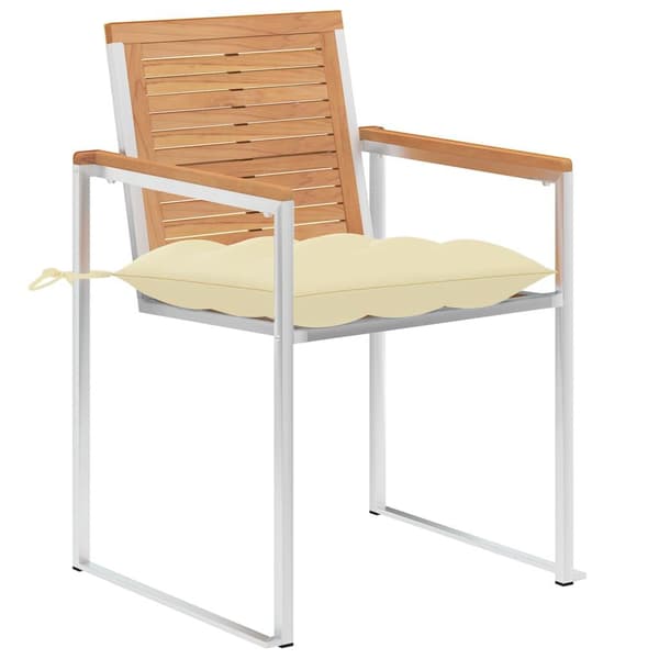 vidaXL Trädgårdsstolar med dynor 4 st massiv teak
