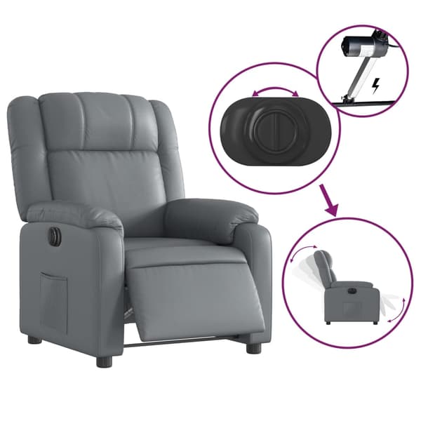 vidaXL Elektrisk reclinerfåtölj grå konstläder