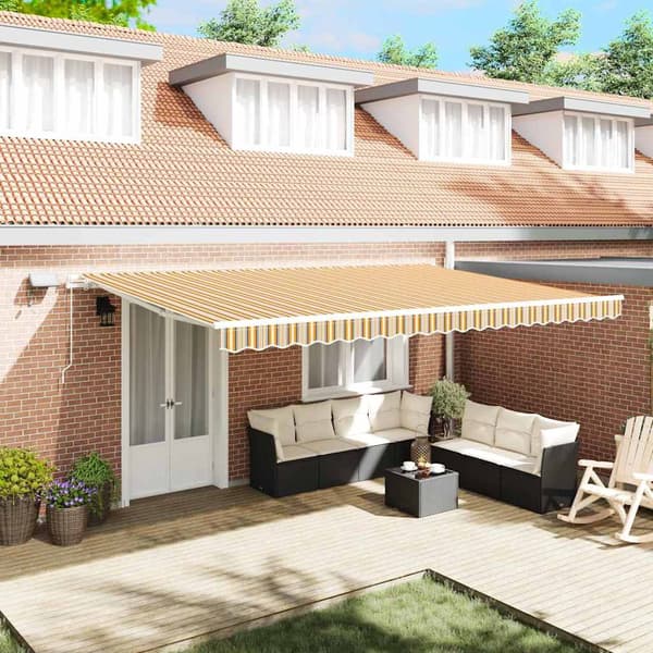 vidaXL Utfällbar markis Flerfärgsdesign 500 × 350 cm Tyger och Stål