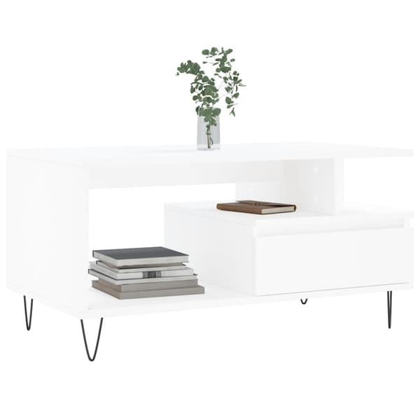 vidaXL Soffbord vit 90x49x45 cm konstruerat trä