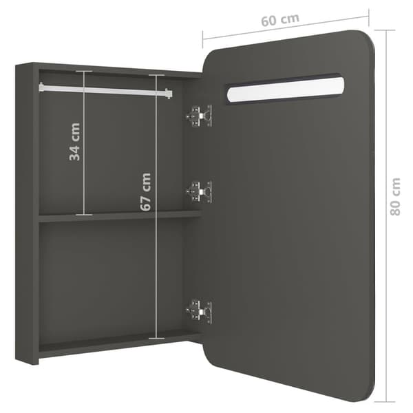 vidaXL LED-speilskap til bad antrasitt 60x11x80 cm