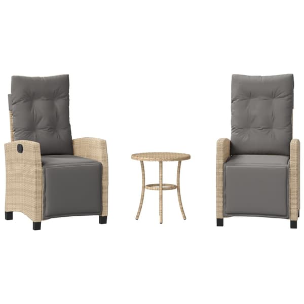 vidaXL Bistrogrupp med dynor 3 delar mixbeige konstrotting