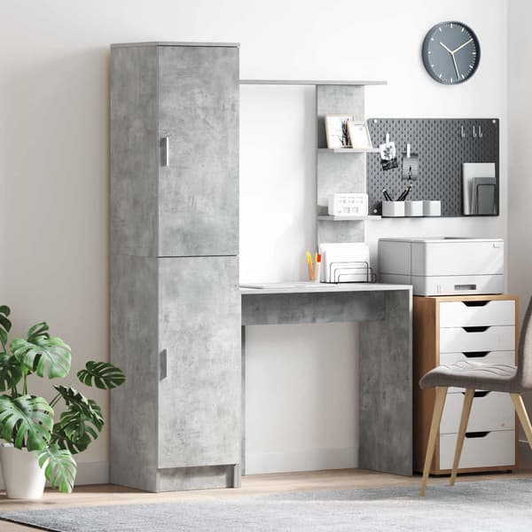 vidaXL Skrivbord 2 pcs Betonggrå