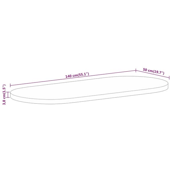 vidaXL Bordplate 140x50x3,8 cm oval heltre mango