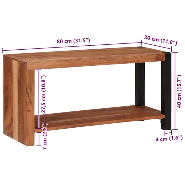 vidaXL Bokhylle Brun 80 x 30 x 40 cm Solid akasietre