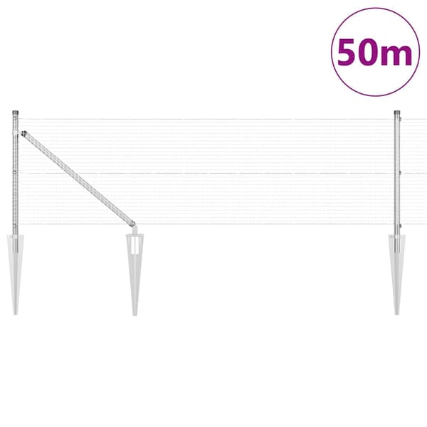 vidaXL Gjerde med innlegg. sølv 0.5 x 50 m Stål