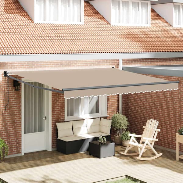 vidaXL Utfällbar markis Beige 400 × 300 cm Polyester och aluminium