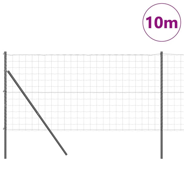 vidaXL Gjerde med stolpe Grå 1 x 10 m Stål