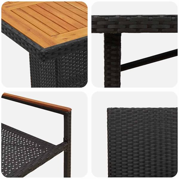 vidaXL Hage Spisegruppe 9 pcs Svart polyrotting
