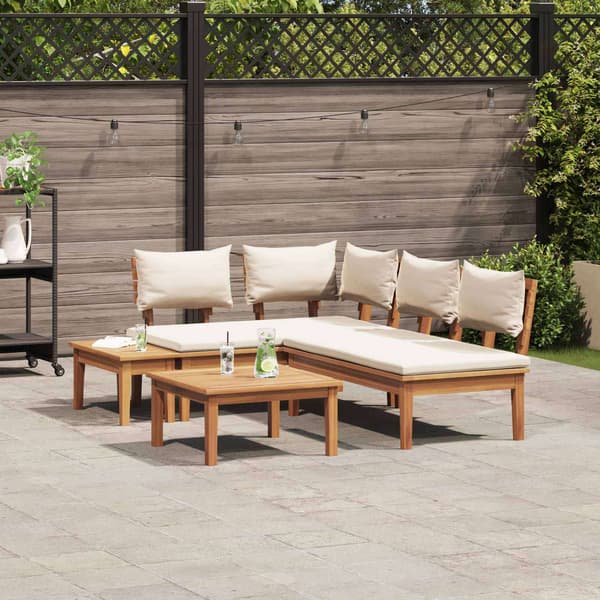 vidaXL Trädgårdsoffset 4 pcs Brun och Kräm