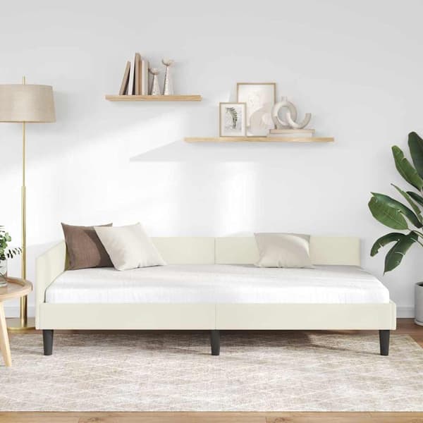 vidaXL Sängram Kräm 100 x 200 cm Sammet och trämaterial