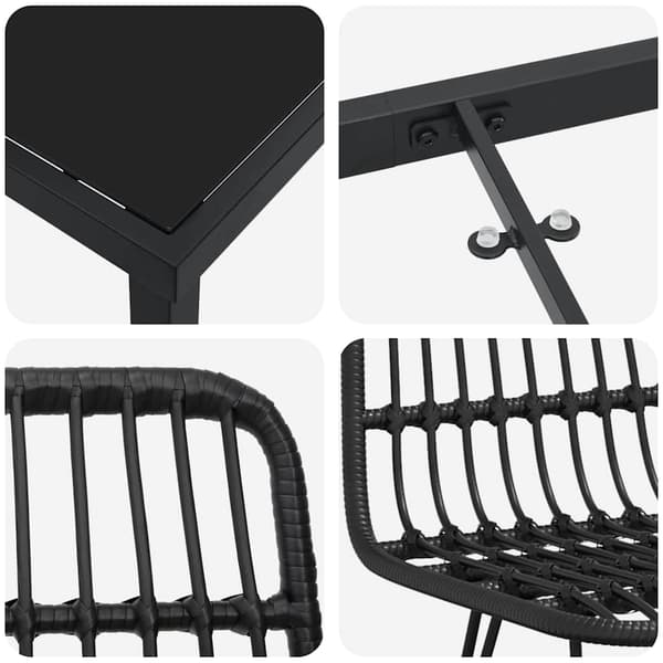 vidaXL Trädgårdsmöbelset 5 pcs Svart Pulverlackerat stål