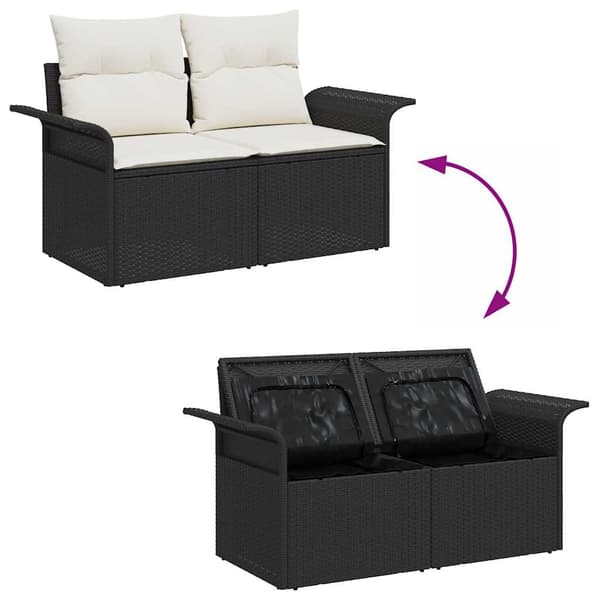 vidaXL Trädgårdsoffset med kudde med lagring 6 pcs Poly rattan