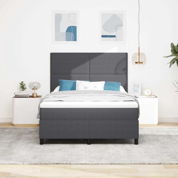 vidaXL Bäddfjäder Mörkgrå och vit 140 x 200 cm Kordread tyg