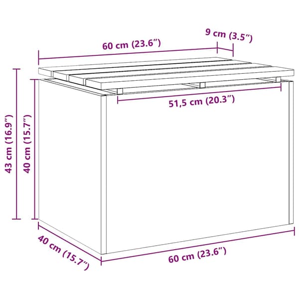 vidaXL Hagebenk Rusten 60 x 40 x 43 cm Cortenstål