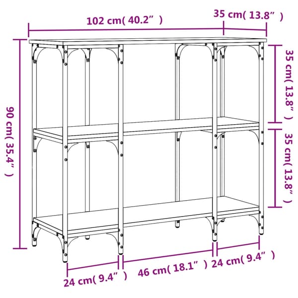 vidaXL Konsollbord røkt eik 102x35x90 cm konstruert tre